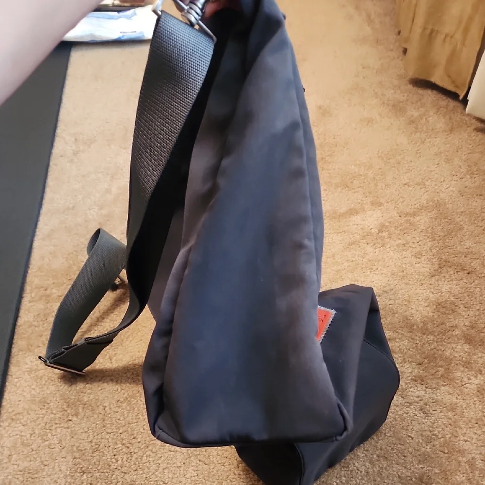 PRADA Sport Black Gray Silver Hardware Nylon Messenger Men's Bag